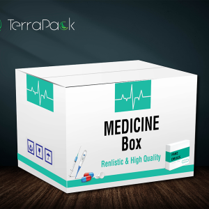 Pharmaceutical corrugated Medicine Box with clean graphics – Terrapack