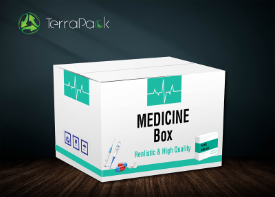 Pharmaceutical corrugated Medicine Box with clean graphics – Terrapack